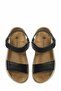 Comfortable Walking Sandals - Black Textured Leather Women's Sandals (High-Sole) - 4