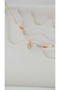 Gold Oval Montür Stone Detailed Anklet - 3