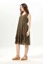 Sleeveless Begüm V-Neck Summer Embroidered Authentic Voile Short Dress Khaki Hk - 4
