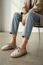 Duvin Beige Women's (2 cm Heeled) Round Toe Laser Perforated Shoes Slippers - 5