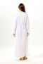 Long Sleeve Aysu Embroidered Crew Neck Şile Fabric Summer Long Dress White Byz - 2