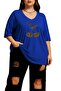 Cherry Printed Large Size V-Neck Oversize Unisex T-Shirt 1Cz6