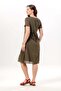 Short Sleeve Belgin V-Neck Summer Voile Dress Khaki Hk - 2