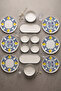 Limon 14 Piece 6-Person Stackable Ceramic Plate Set Premium Presentation & Breakfast Set