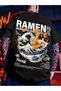 Unisex Ramen Printed Oversize Crew Neck T-Shirt - 3