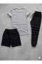 3-Piece Unisex Set Shorts Tracksuit T-Shirt Combination - 2