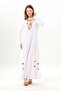 Long Sleeve Aysu Embroidered Crew Neck Şile Fabric Summer Long Dress White Byz - 6