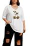 Cherry Printed Large Size V-Neck Oversize Unisex T-Shirt 1Cz6