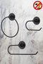 Black Round Adhesive Ring Towel Holder / Roll Towel Holder / Wc Toilet Paper Holder 3-Piece Bathroom Set