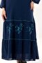 Long Sleeve Venice Embroidered Şile Fabric Authentic Long Dress Navy Blue Lcvt - 3