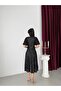 Black Balloon Sleeve Crew Neck Sequined Evening Dress - 6