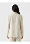 Beige linen blend women's blazer jacket from gulis clothing - 8