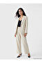 Beige linen blend women's blazer jacket from gulis clothing - 6