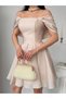 Stone Skirt Pleated Back Detailed Evening Dress - 5