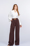 Women's Summer Coffee High Waist Fabric Trousers with Belt and Pockets Casual Daily Office Stylish 30359 - 4