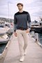 Men's Color-Blocked Thin Knitwear Sweater-Regular Crew Neck Casual Stylish Combination - 4