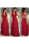 Women's Sleeveless Flared Skirt Dress with Different Tie Collar Long Red Evening Dress - 4