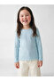 Original Oval Collar Patterned Girls' Ribbed T-Shirt