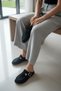 Dudo Black Suede Buckle (2 cm Heel) Round Toe Laser Detailed Slippers - 6