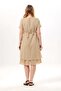 Short Sleeve Nile Voile Knee Length Double Pocket Embroidered Summer Dress Mink Vzn - 2