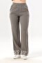 Nirvana Elastic Waist Muslin Embroidered Trousers with Double Side Pockets Gray Gray - 5