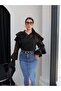 Belted Front Slit Denim Long Skirt - 4