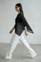 Women's Asymmetrical Transparent Knitwear Cape Poncho Black 26S3044 - 3