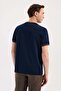 Navy Blue Slim Fit Crew Neck 100% Cotton T-Shirt - 4