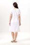 Short Sleeve Aynur Crew Neck Summer Voile Short Dress with Pockets White Byz - 2