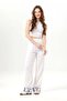 Nirvana Elastic Waist Muslin Embroidered Trousers with Double Side Pockets White Byz - 6