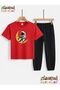 Sari Ay Astronaut Printed Top-Bottom Tracksuit/T-Shirt Children's Two-Piece Set (Pocketed Tracksuit Pants)