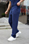 Men's Self-Patterned Zippered Jacquard Fabric 2-Piece Set - Navy Blue - 2