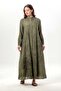 Long Sleeve Nuray Buttoned Round Neck Double Pocket Poplin Robe Khaki Hk