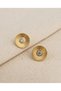 Round Model Vintage Gold Steel Earrings with Stones in the Center
