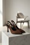 Dolipa Brown Suede Side Buckle (8 cm) Pointed Toe Heeled Shoes - 5