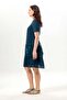 Short Sleeve V-Neck Venice Embroidered Shile Cloth Authentic Summer Short Dress Petrol Ptrl - 5