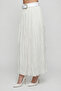 Women's White Summer Skirt with Elastic Waist and Belt, Layered Detail - 3