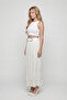 Women's White Summer Skirt with Elastic Waist and Belt, Layered Detail - 2