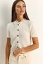 Women's Ecru Lace Detailed Buttoned Short Sleeve Knitwear Cardigan Th261022 60286095 - 3