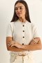 Women's Ecru Lace Detailed Buttoned Short Sleeve Knitwear Cardigan Th261022 60286095 - 4