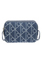Women's Emblem Detail All-Over Printed Denim Camera Crossbody Bag Blue LV04F3430G-YBN