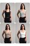 Women's 4-Pack Halter Neck Crop Top Bodysuit (Beige-Black-White-Grey)