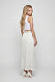 Women's White Summer Skirt with Elastic Waist and Belt, Layered Detail - 4