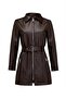 Women's Belted Long Leather Jacket - 4