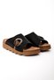 Mimosa Women's Genuine Leather Anthracite Buckle Detailed Slippers B4537 - 2