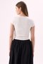 Crep women's don't overthink printed crew neck crop t-shirt slim fit 100% cotton rib ecru - 6