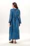 Long Sleeve Sultan Single Pocket Summer Long Poplin Dress Indigo Indg - 2