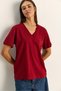 Women's Burgundy 100% Organic Cotton Deep V-Neck Comfort Fit T-Shirt 60602066 - 4