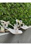 Girl's Silver Stone Evening Dress Sandals with Ankle Strap, Stylish Event Shoes - 3