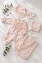 Baby Girl 6-Piece Hospital Discharge Set with Lace Collar, Removable Blanket Included, Newborn 100% Cotton - 8